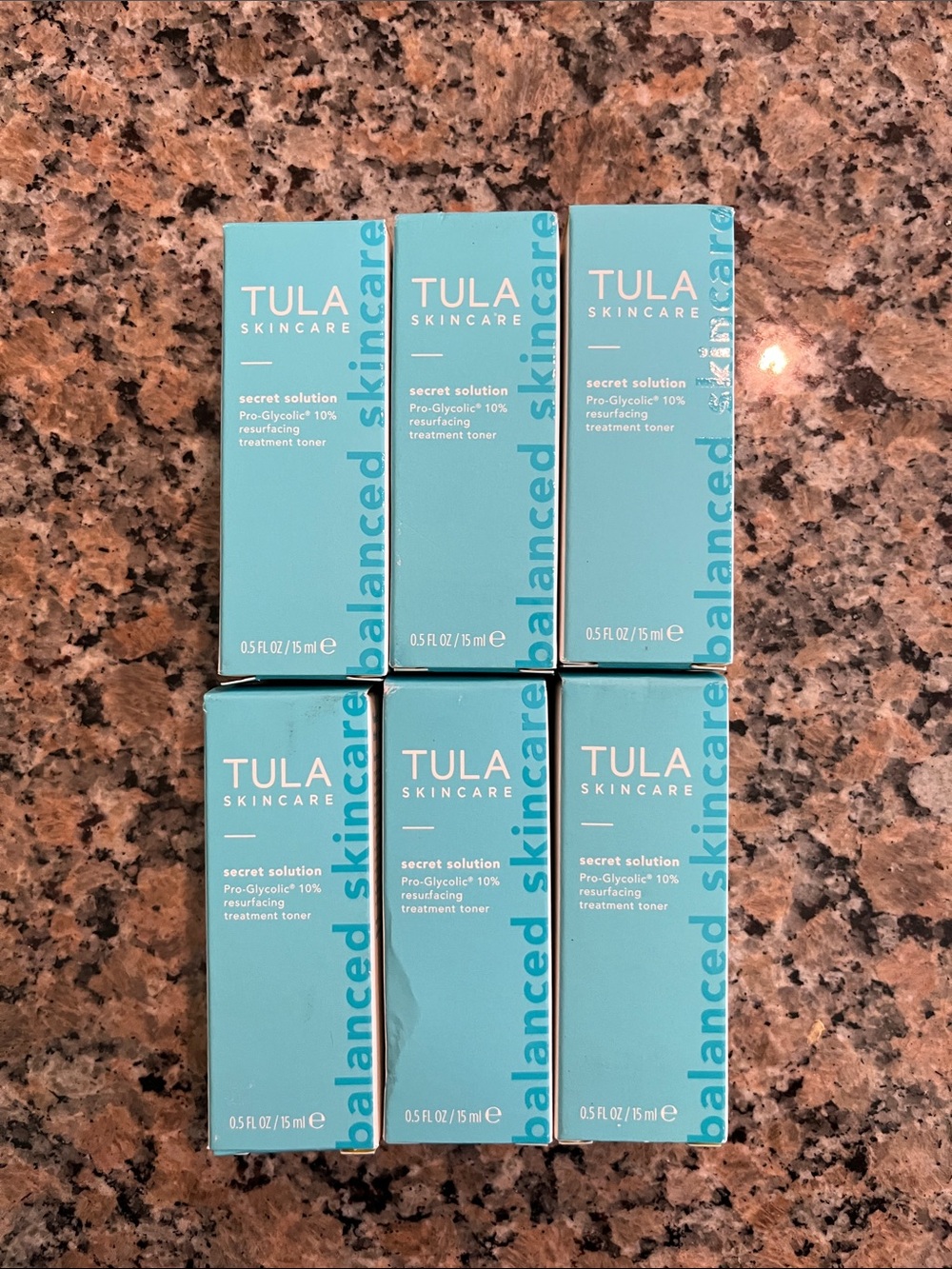 TULA Skincare Secret Solution Resurfacing Treatment Toner Aqua Blue 6-Pack New!